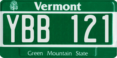 VT license plate YBB121