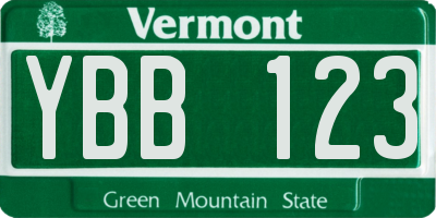 VT license plate YBB123