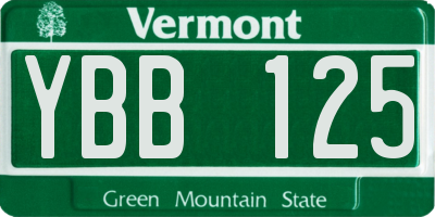 VT license plate YBB125