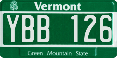 VT license plate YBB126