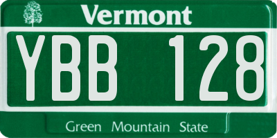 VT license plate YBB128