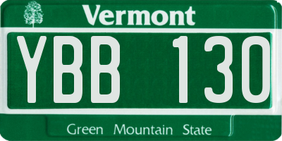 VT license plate YBB130