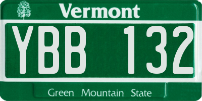 VT license plate YBB132