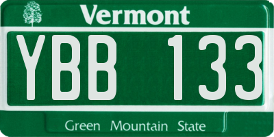 VT license plate YBB133