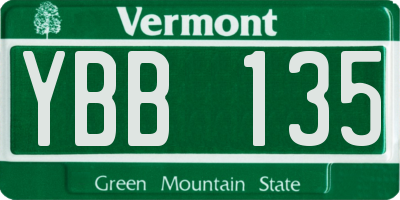 VT license plate YBB135