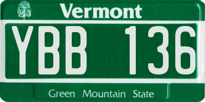 VT license plate YBB136