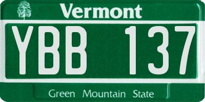 VT license plate YBB137
