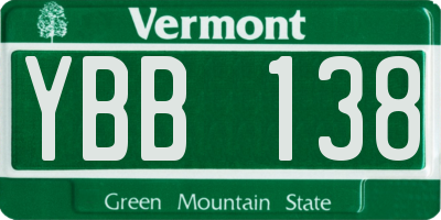 VT license plate YBB138