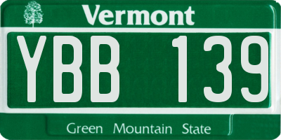 VT license plate YBB139