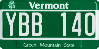 VT license plate YBB140