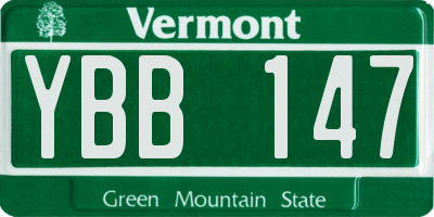 VT license plate YBB147