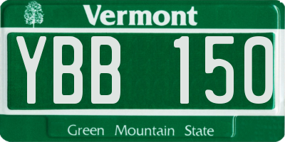VT license plate YBB150