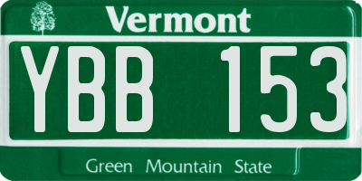 VT license plate YBB153