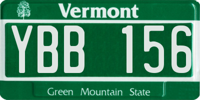 VT license plate YBB156