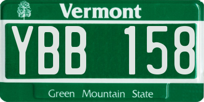 VT license plate YBB158