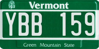VT license plate YBB159