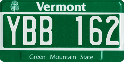 VT license plate YBB162
