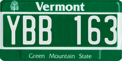 VT license plate YBB163