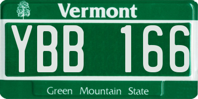 VT license plate YBB166