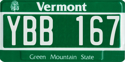 VT license plate YBB167