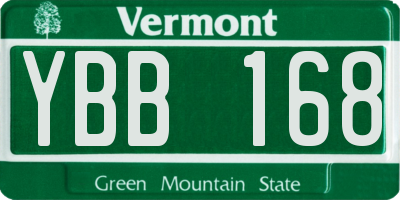 VT license plate YBB168