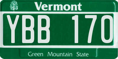 VT license plate YBB170