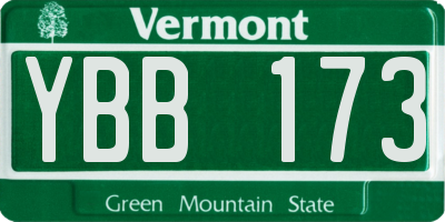 VT license plate YBB173