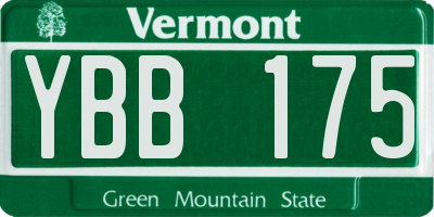 VT license plate YBB175