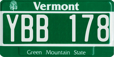 VT license plate YBB178