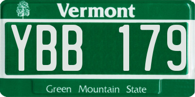 VT license plate YBB179