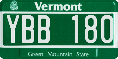 VT license plate YBB180