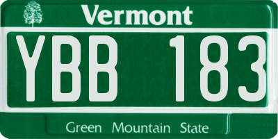 VT license plate YBB183