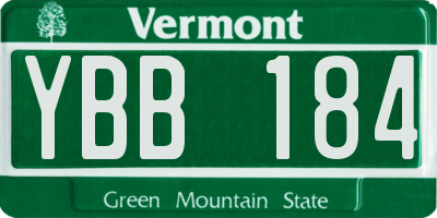 VT license plate YBB184