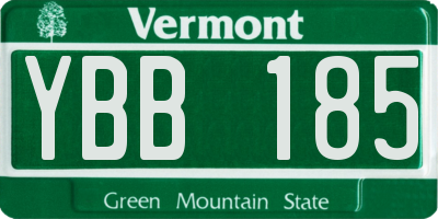 VT license plate YBB185