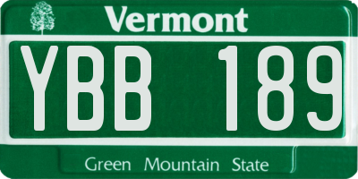 VT license plate YBB189