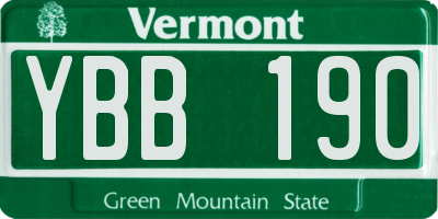 VT license plate YBB190