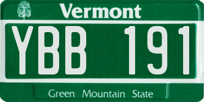 VT license plate YBB191