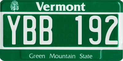 VT license plate YBB192