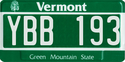 VT license plate YBB193
