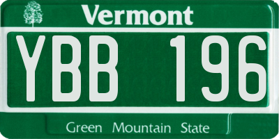 VT license plate YBB196