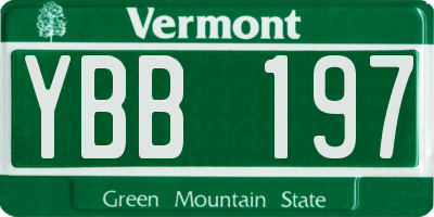 VT license plate YBB197