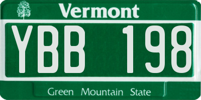 VT license plate YBB198