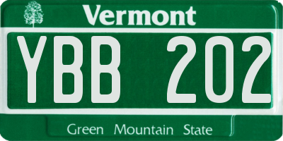 VT license plate YBB202