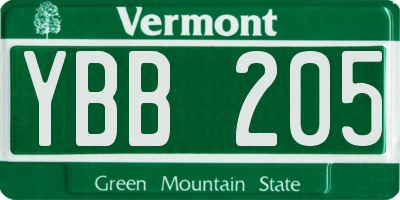 VT license plate YBB205