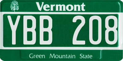 VT license plate YBB208