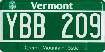 VT license plate YBB209