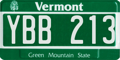 VT license plate YBB213