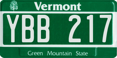 VT license plate YBB217