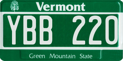 VT license plate YBB220