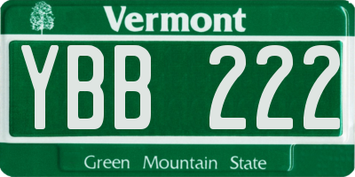 VT license plate YBB222